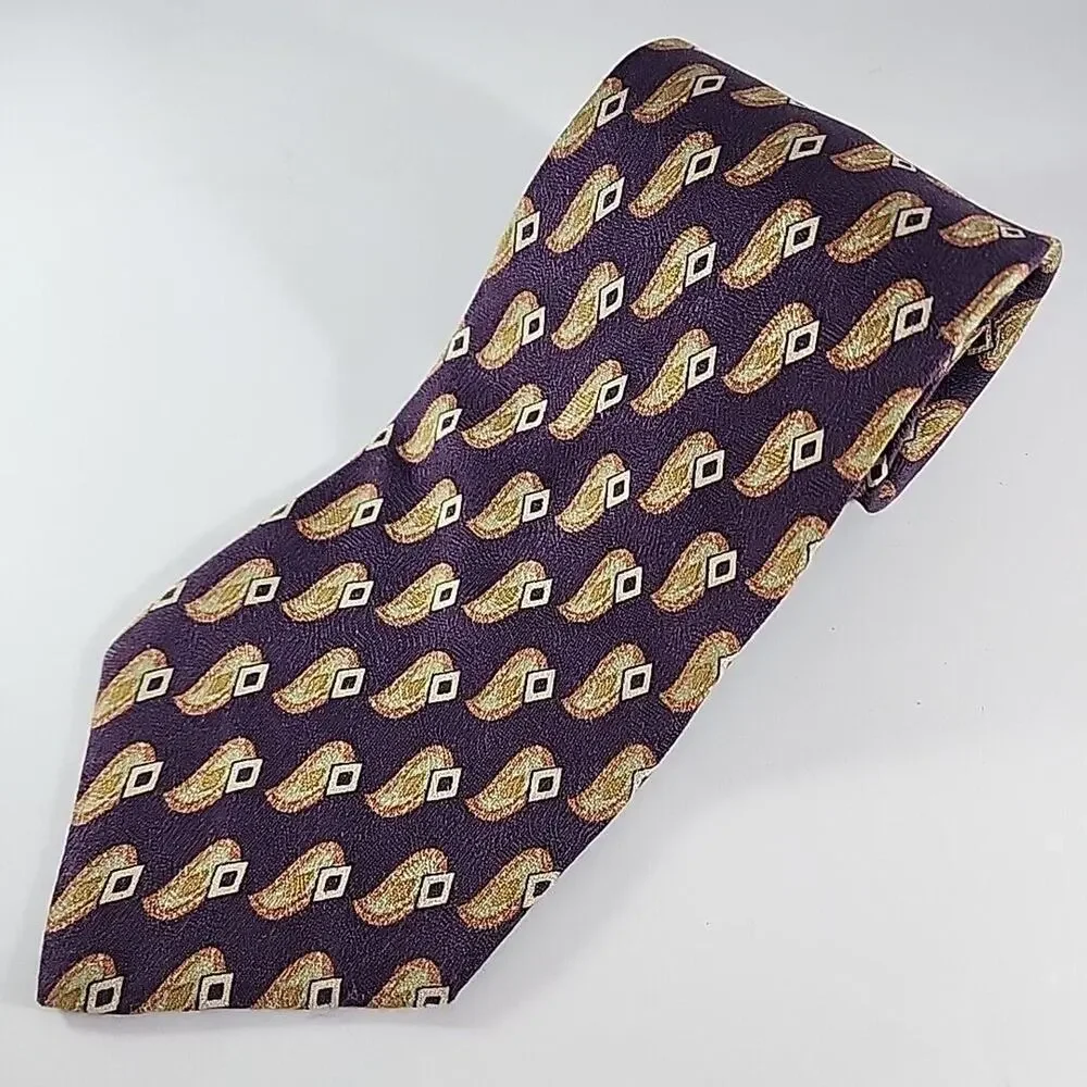 Joseph Abboud Burgundy Patterned Silk Tie Necktie - Made in USA - Like New